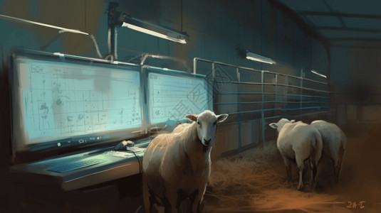 羊群在智能健康监测图片