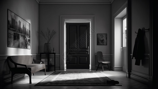 黑白色调极简主义的房间背景