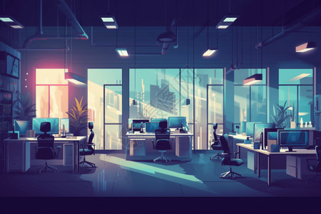 科技创业办公室插画背景图片