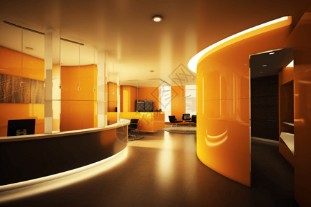 酒店墙壁接待区3D设计图设计图片