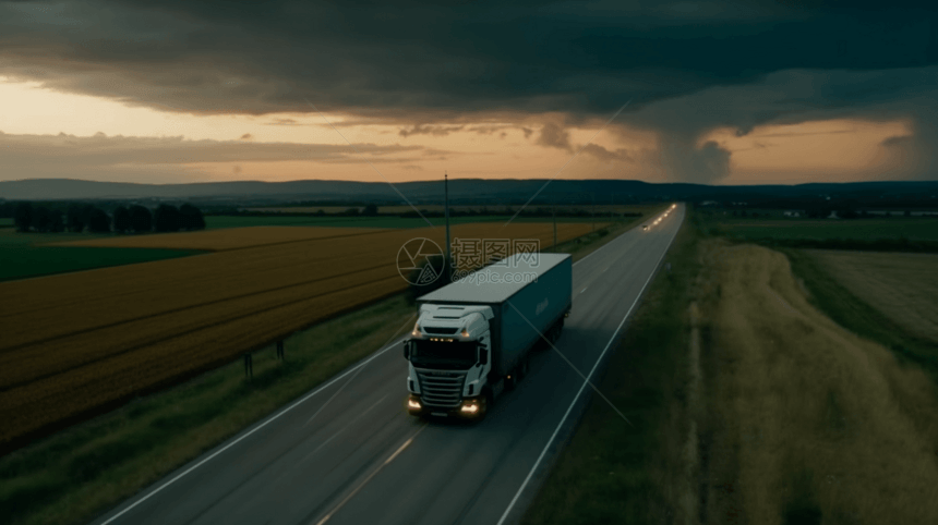 送货卡车从农场到城市的视觉图片