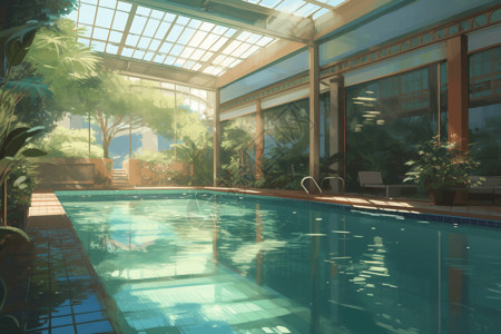 透光的游泳池背景图片