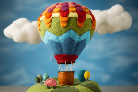 彩色的毛毡热气球背景图片