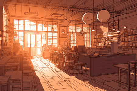 咖啡厅环境室内咖啡厅插图插画