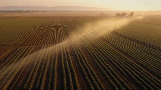 旱地区的农作物灌溉系统高清图片素材