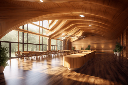 木制会议中心室内设计背景图片