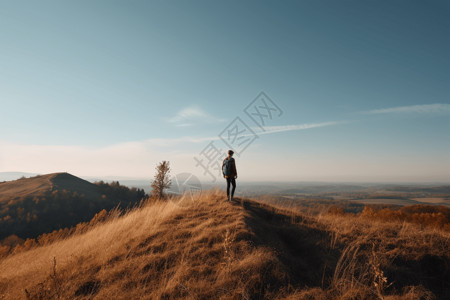 一个人站在山顶上人物高清图片素材