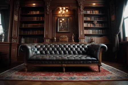 书房天鹅绒沙发背景图片