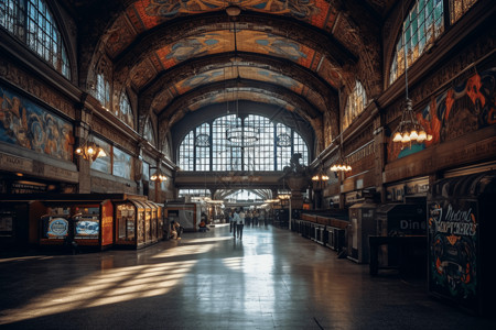 火车站内部火车站建筑和天花板设计图片