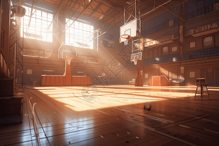 体育地板凌乱的篮球场插画