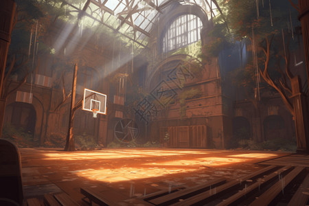 工业风的篮球馆背景图片
