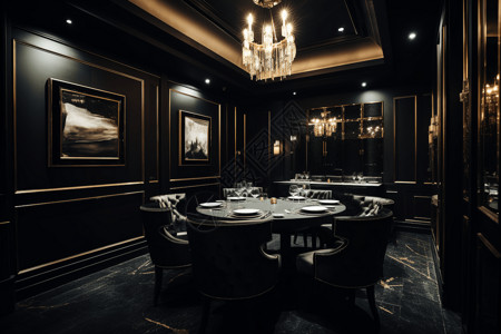 黑色的高级餐厅图片