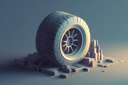 汽车轴承3D汽车轮拖插画