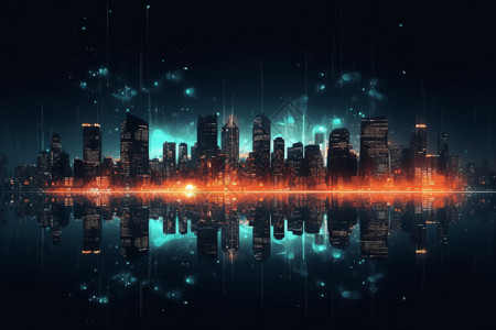 夜晚的科技城市图片