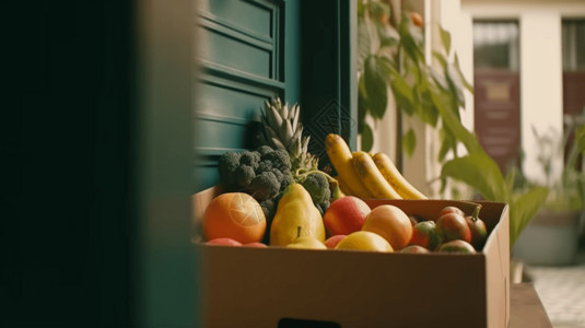 门口前的水果背景图片