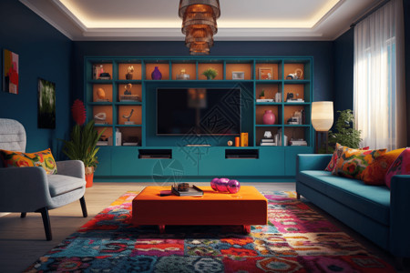彩色柜子彩色的客厅设计设计图片
