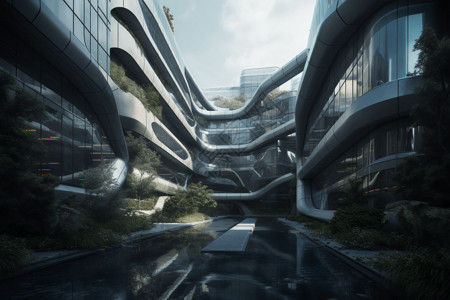 未来主义建筑学校校园背景图片