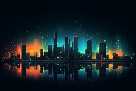 发光城市建筑背景图片