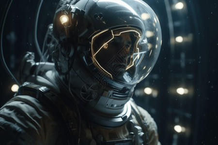 人类宇宙第一步宇航员在空间站背景