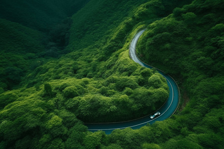 森林汽车航拍盘山公路背景