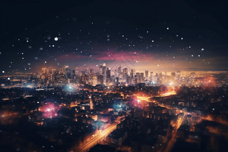 城市景观动态粒子背景背景图片