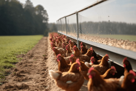 野外小鸡养殖场养鸡场高清图片素材