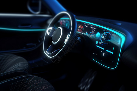 智能科技感汽车方向盘背景图片