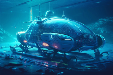 科技感潜水艇背景图片