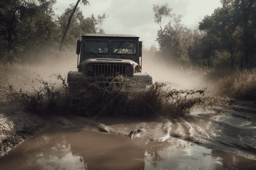 泥泞中的越野车图片