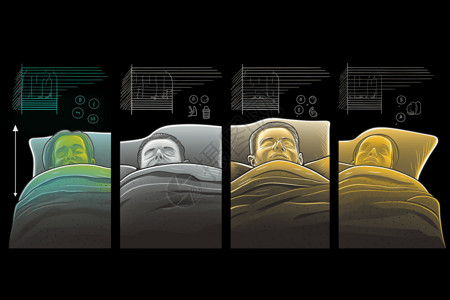 深度睡眠不同的睡眠阶段展示插画