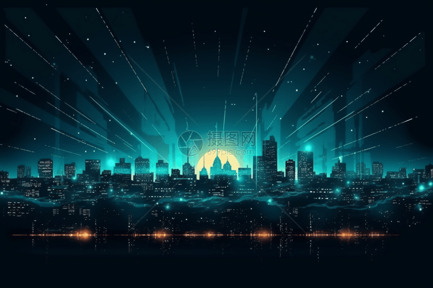 灯光下的城市背景图片