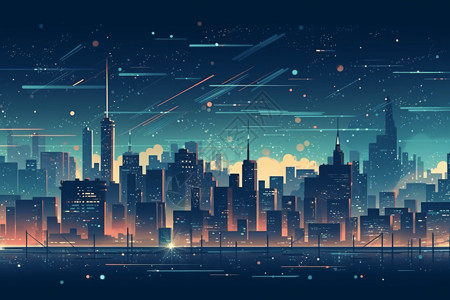 粒子效果的城市背景背景图片