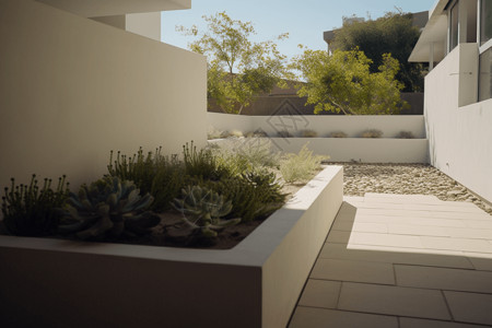 现代极简主义花园背景图片