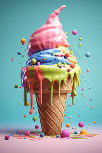 彩色冰淇淋3d效果图背景图片