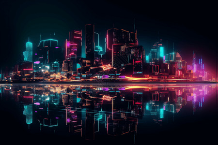 霓虹灯未来城市图片