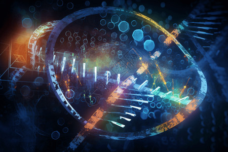 仪器测试DNA链数字绘画插画