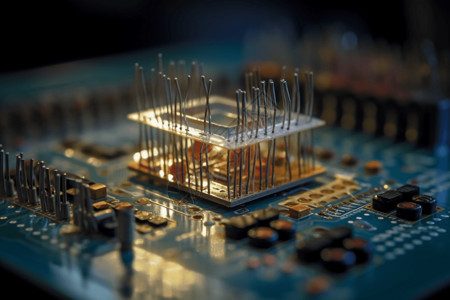 硅pu机械装配电子板与微芯片设计图片