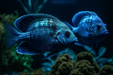 蓝色的鱼水族馆高清图片素材