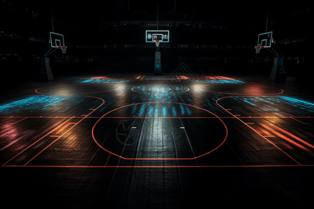 黑暗的篮球场背景图片