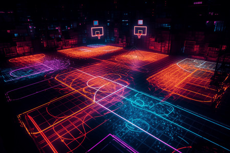 高科技篮球场背景图片