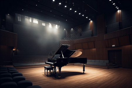 舞台上的一架钢琴背景图片
