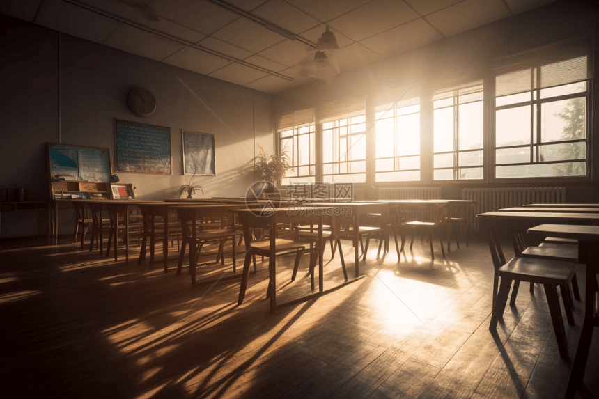 阳光洒进教室里图片
