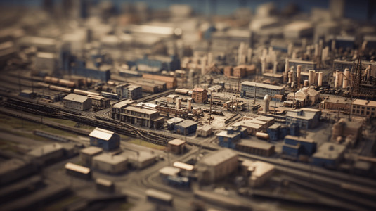 工业城市移轴效果图背景图片