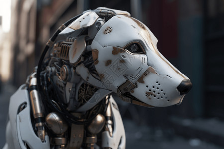 街道的科技机器狗背景图片