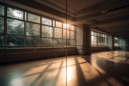 阳光照射的舞蹈室图片
