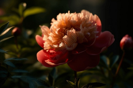 花园里盛开的牡丹花背景图片