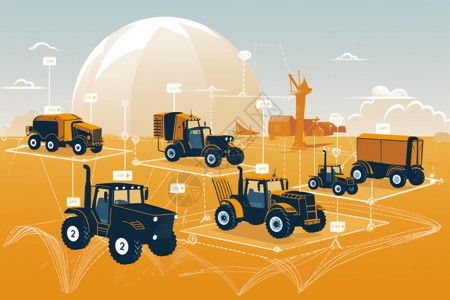 机械互联网现代化农业插画