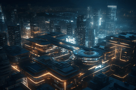 科幻效果的未来城市背景图片