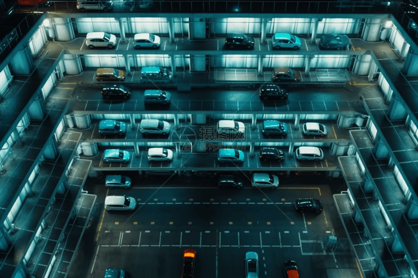 未来的停车场背景图片