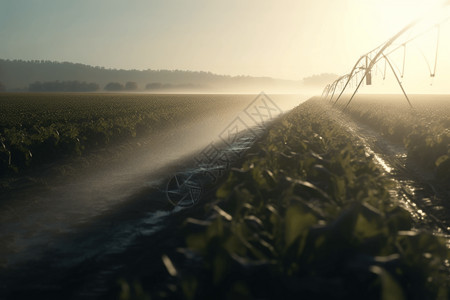 农田喷水机械臂在农田工作设计图片